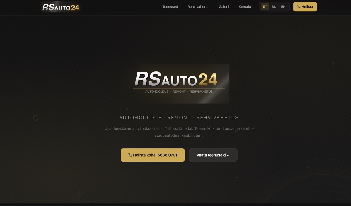 RS Auto 24 veebilehe ekraanivaade